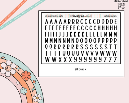 Tale as Old as Time Alphabet Stickers Deco Typography Sampler Planner Stickers - Adorably Amy Designs