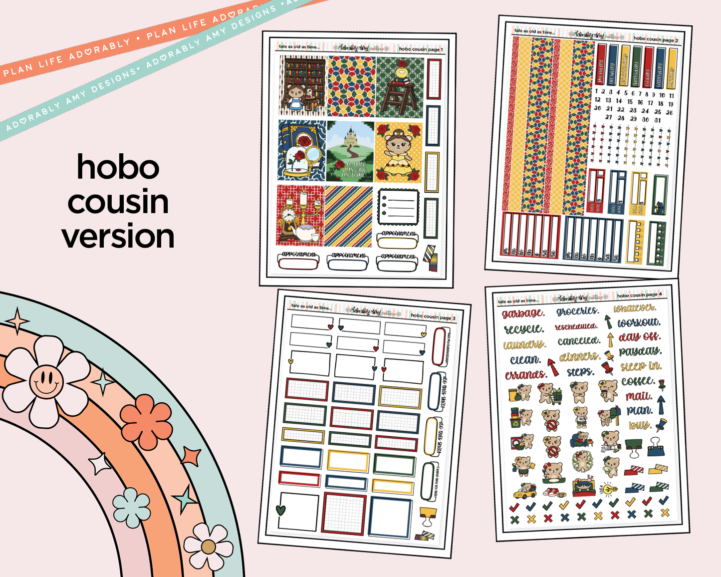 Hobonichi Cousin Weekly Tale as Old as Time Planner Sticker Kit for Hobo Cousin or Similar Planners - Adorably Amy Designs