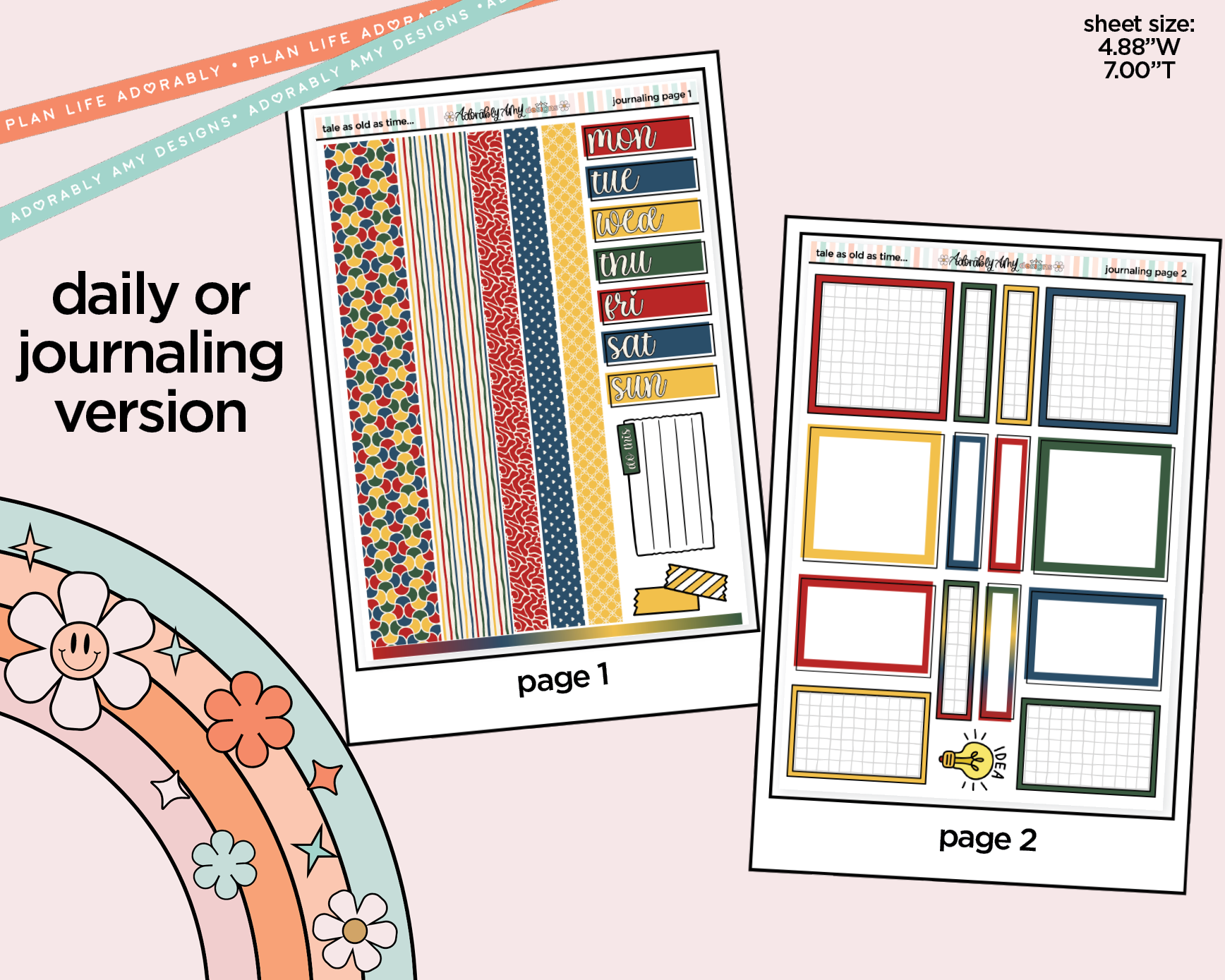 Journaling and Daily Planning Tale as Old as Time Planner Sticker Kit - Adorably Amy Designs