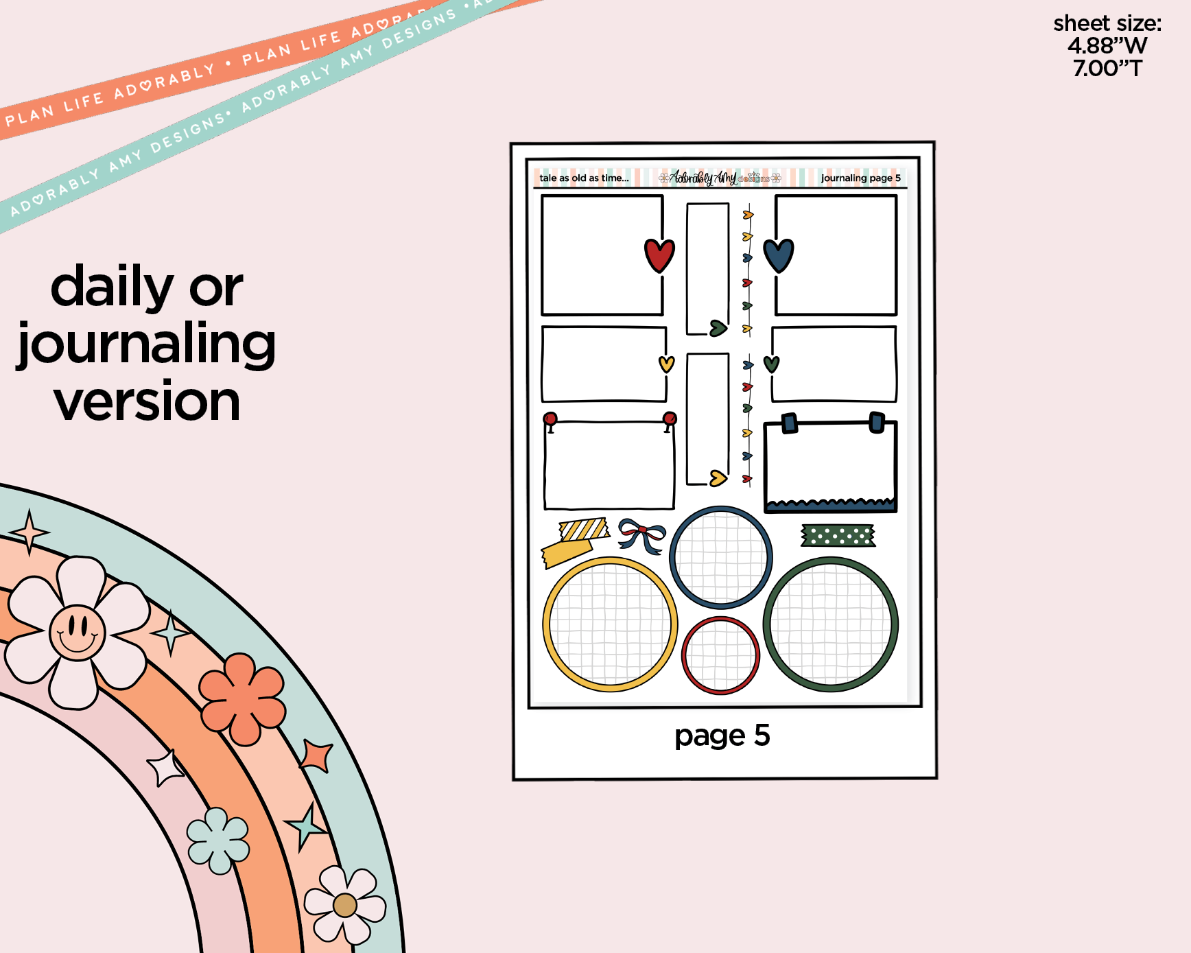 Journaling and Daily Planning Tale as Old as Time Planner Sticker Kit - Adorably Amy Designs