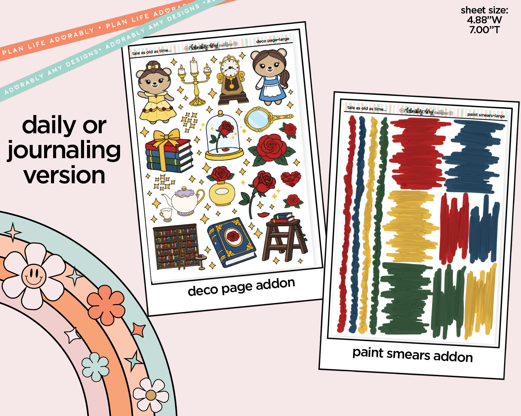 Journaling and Daily Planning Tale as Old as Time Planner Sticker Kit - Adorably Amy Designs