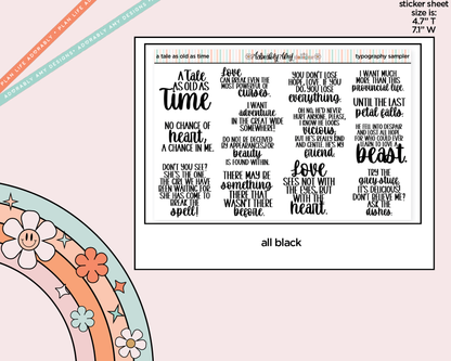Tale as Old as Time Deco Typography Sampler Planner Stickers - Adorably Amy Designs