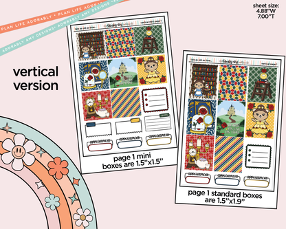 Vertical Tale as Old as Time Sticker Kit for Vertical Standard Size Planners or Insert - Adorably Amy Designs