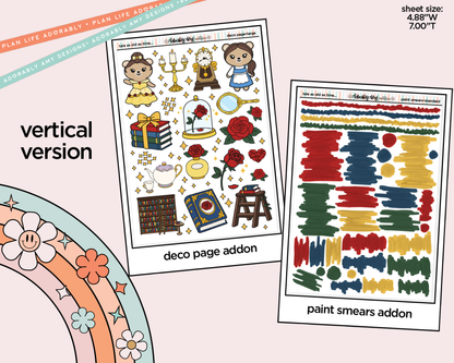 Vertical Tale as Old as Time Sticker Kit for Vertical Standard Size Planners or Insert - Adorably Amy Designs