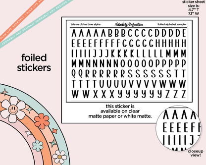 Foiled Tale as Old as Time Alphabet Stickers Deco Typography Sampler Planner Stickers - Adorably Amy Designs