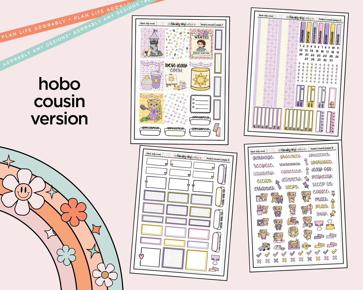 Hobonichi Cousin Weekly Best Day Ever Fairytale Themed Planner Sticker Kit for Hobo Cousin or Similar Planners - Adorably Amy Designs