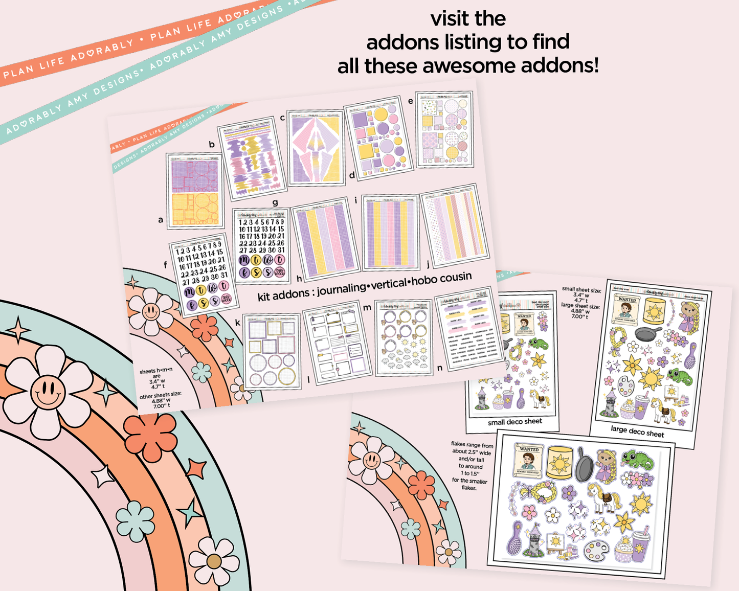 Hobonichi Cousin Weekly Best Day Ever Fairytale Themed Planner Sticker Kit for Hobo Cousin or Similar Planners - Adorably Amy Designs