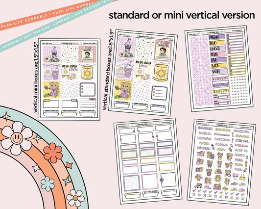 Vertical Best Day Ever Fairytale Themed Sticker Kit for Vertical Standard Size Planners or Insert