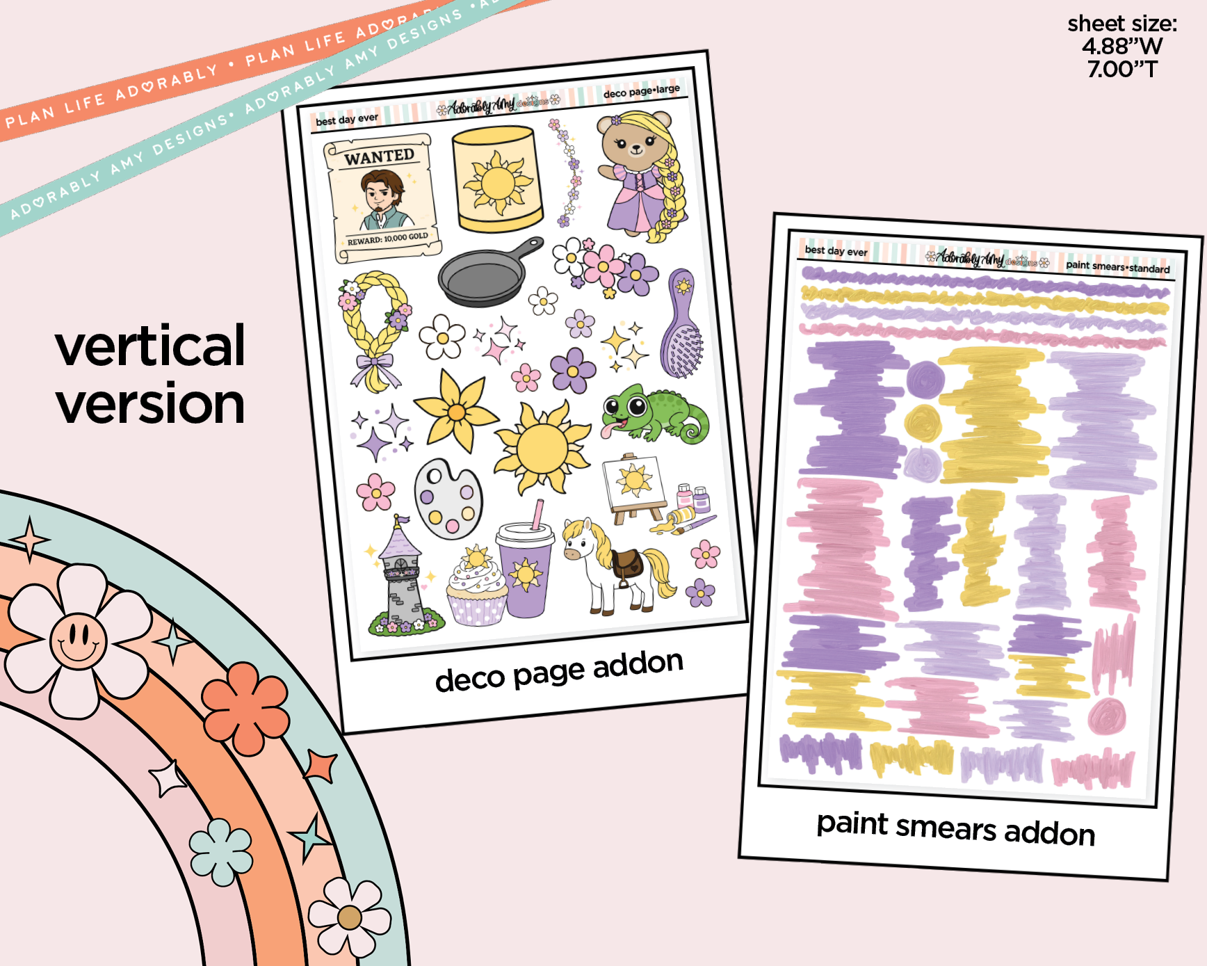 Vertical Best Day Ever Fairytale Themed Sticker Kit for Vertical Standard Size Planners or Insert - Adorably Amy Designs