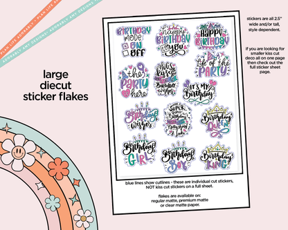 Birthday Mode On Deco Typography Sampler Planner Stickers