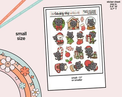 Black Cat Christmas Deco Samplers in 3 Sizes Decorative Planner Stickers