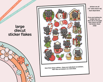 Black Cat Christmas Deco Samplers in 3 Sizes Decorative Planner Stickers