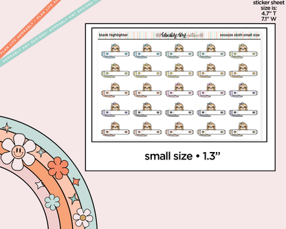 Snoozie Sloth Blank Highlighter Decoration Character Planner Stickers - 3 Sizes Available