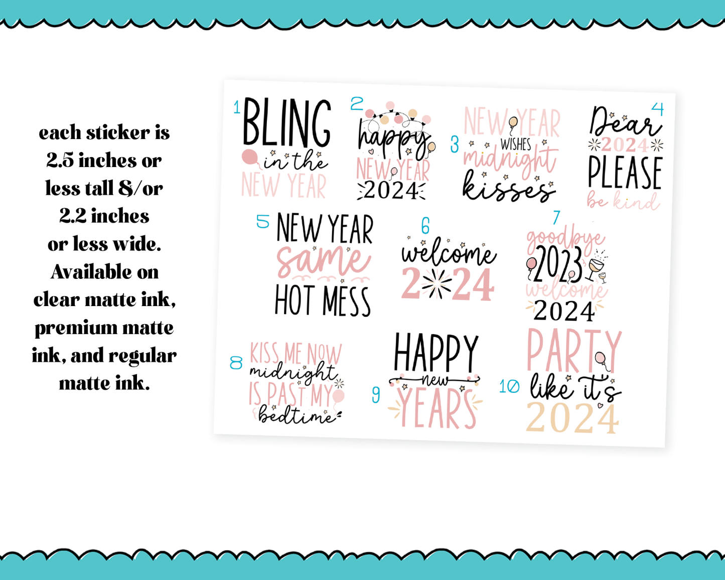 Large Diecut Sticker Flakes - Bling in the New Year Quotes Planner Stickers for any Planner or Insert