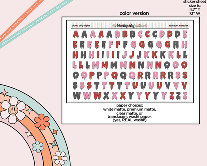 Blood Drip Alphabet Stickers Deco Typography Sampler Planner Stickers