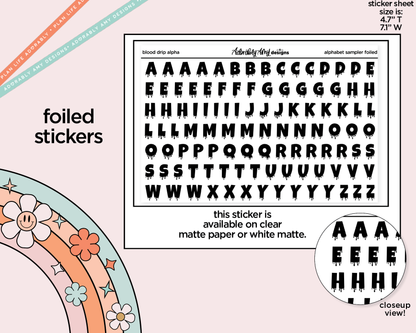 Foiled Blood Drip Alphabet Stickers Deco Typography Sampler Planner Stickers
