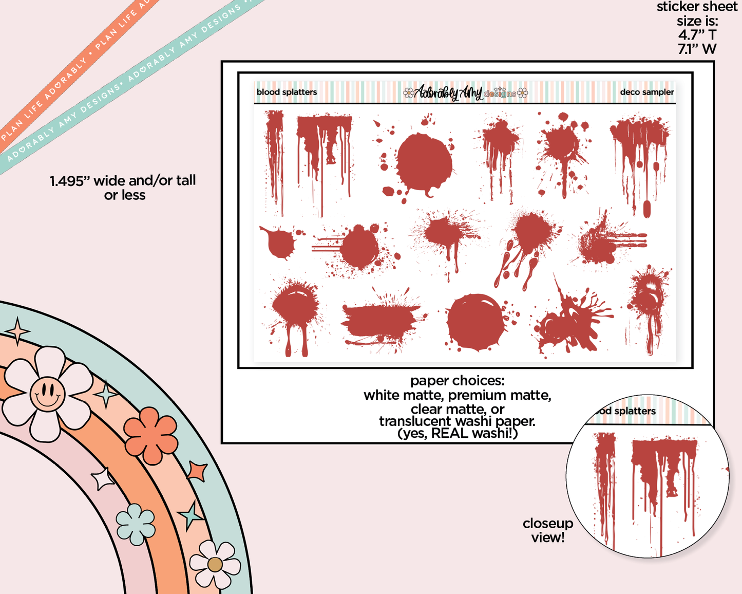 Blood Splatters Deco Sampler Planner Stickers