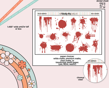 Blood Splatters Deco Sampler Planner Stickers