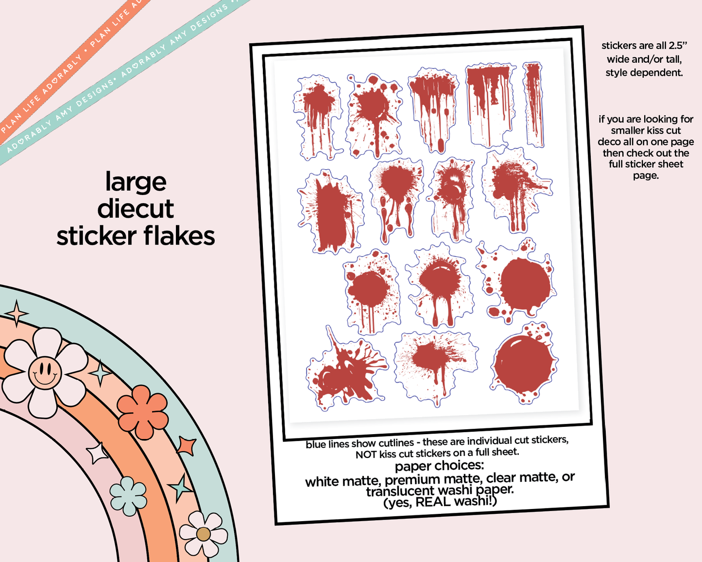 Blood Splatters Deco Sampler Planner Stickers