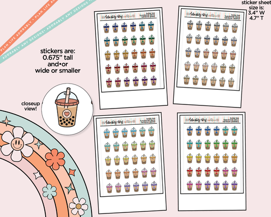 Rainbow Boba Tea Doodled Icon Stickers