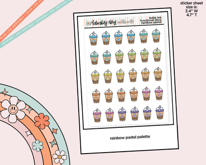 Rainbow Boba Tea Doodled Icon Stickers