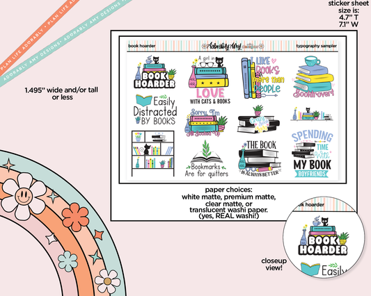 Book Hoarder Typography Sampler Planner Stickers
