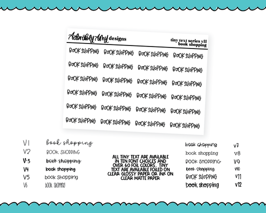 Foiled Tiny Text Series - Book Shopping Checklist Size Planner Stickers for any Planner or Insert