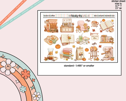 Books & Coffee Deco Samplers in 3 Sizes Decorative Planner Stickers