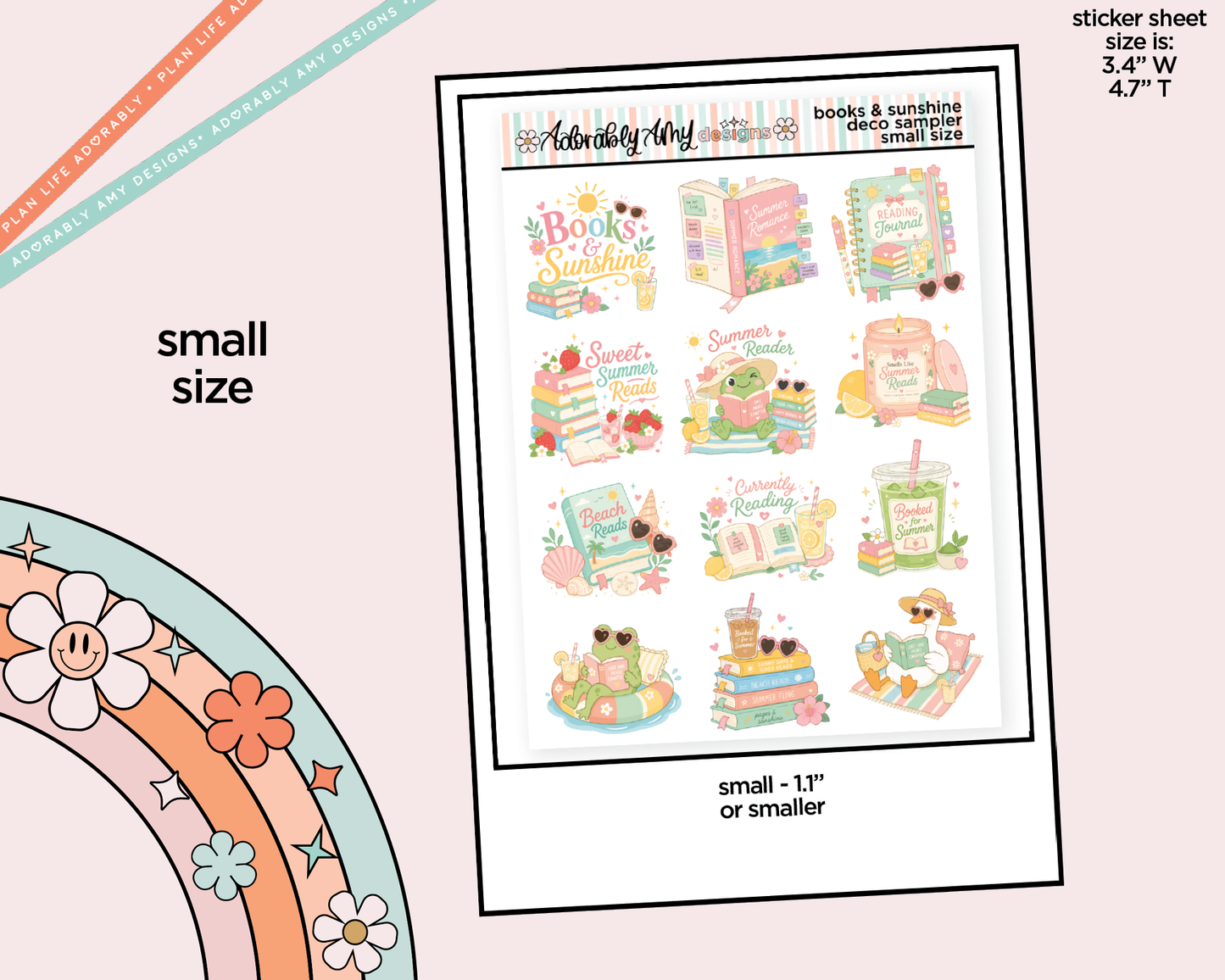 Books & Sunshine Deco Samplers in 3 Sizes Decorative Planner Stickers