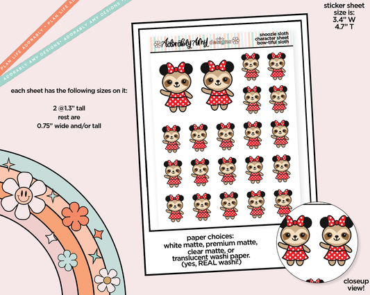 Snoozie Sloth Bow-tiful Sloth Decoration Character Planner Stickers