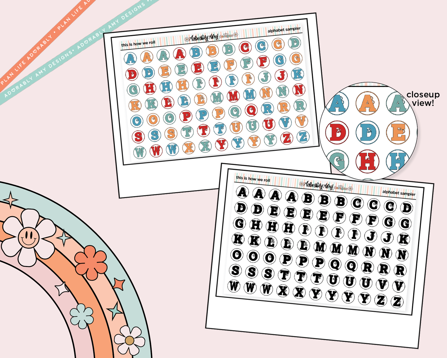 This is How We Roll Bowling Alphabet Stickers Deco Typography Sampler Planner Stickers - Adorably Amy Designs