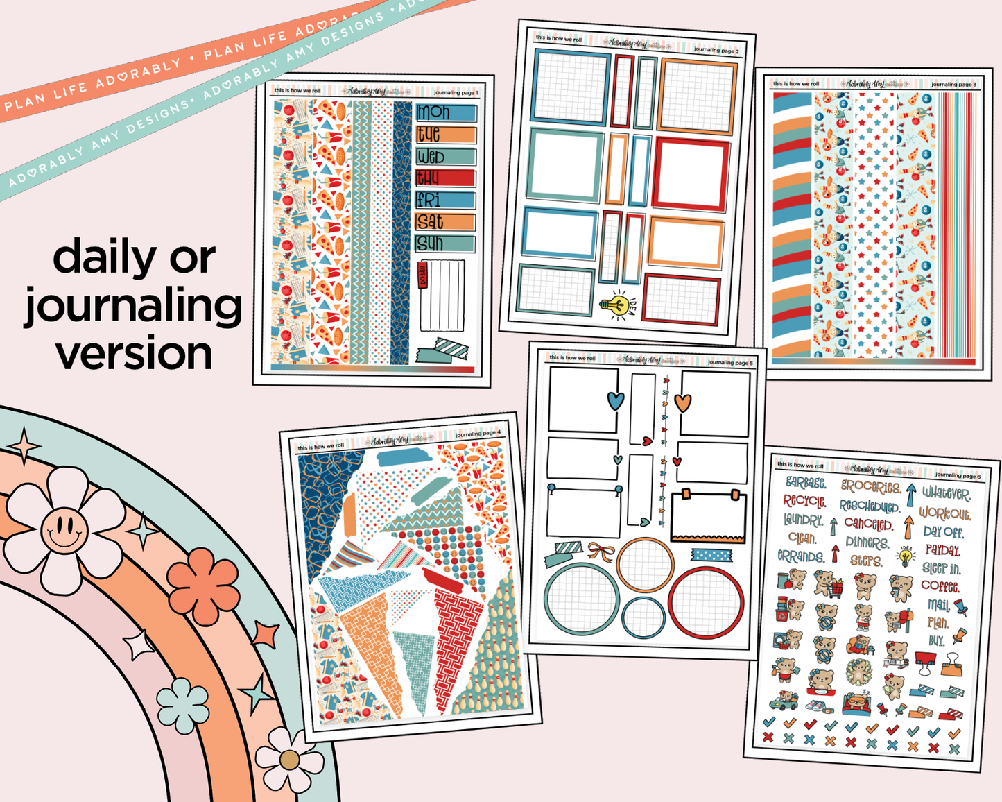 Journaling and Daily Planning This is How We Roll Bowling Planner Sticker Kit - Adorably Amy Designs