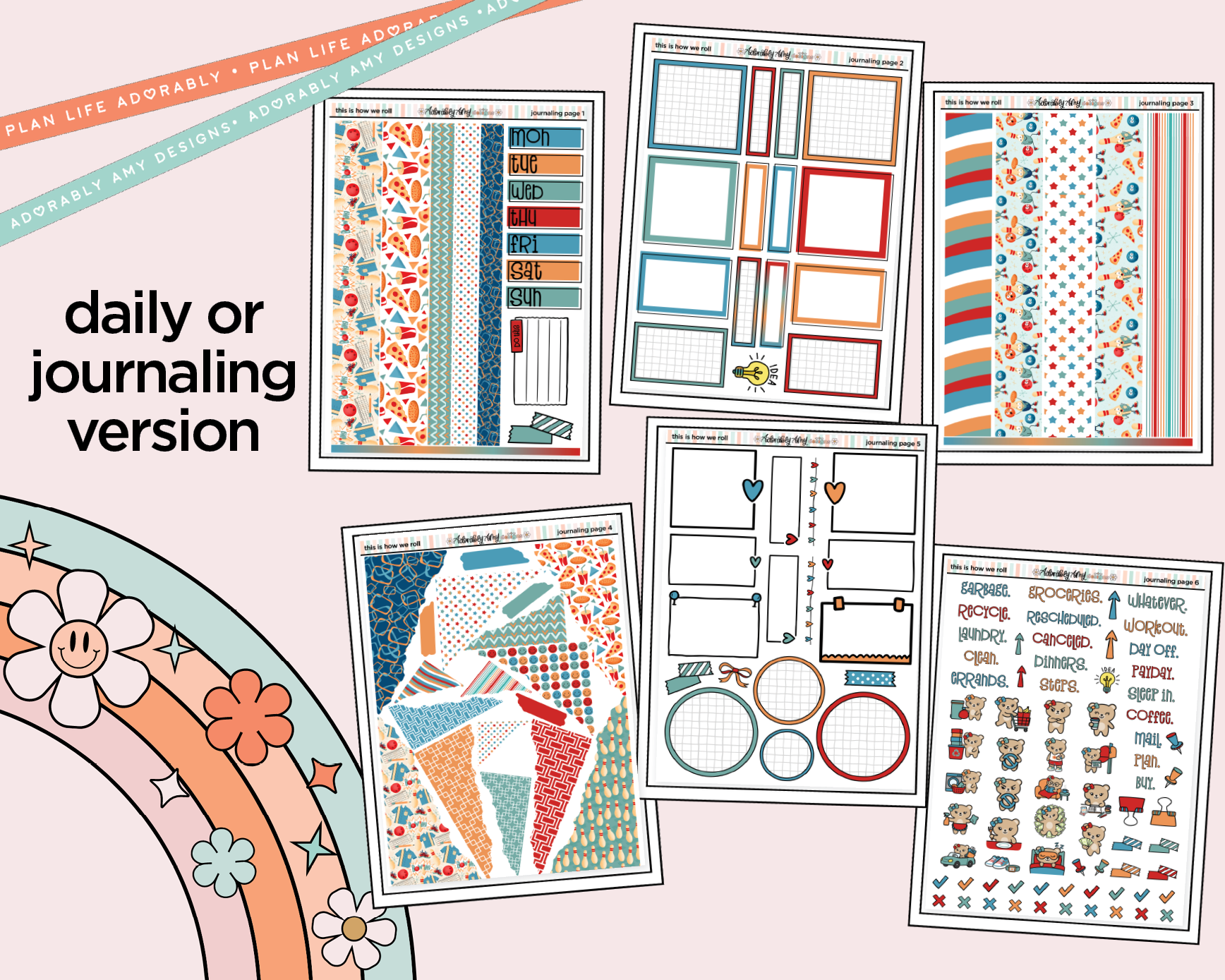 Journaling and Daily Planning This is How We Roll Bowling Planner Sticker Kit - Adorably Amy Designs