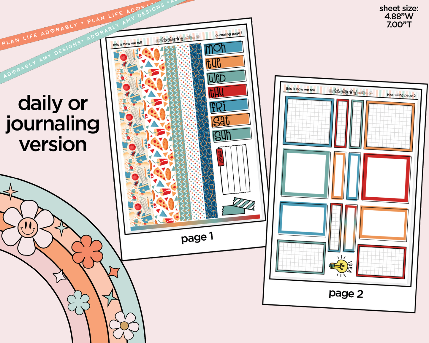 Journaling and Daily Planning This is How We Roll Bowling Planner Sticker Kit - Adorably Amy Designs
