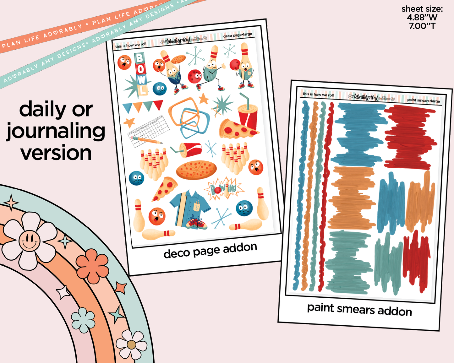 Journaling and Daily Planning This is How We Roll Bowling Planner Sticker Kit - Adorably Amy Designs