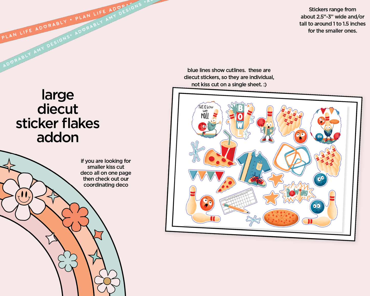 Journaling and Daily Planning This is How We Roll Bowling Planner Sticker Kit - Adorably Amy Designs