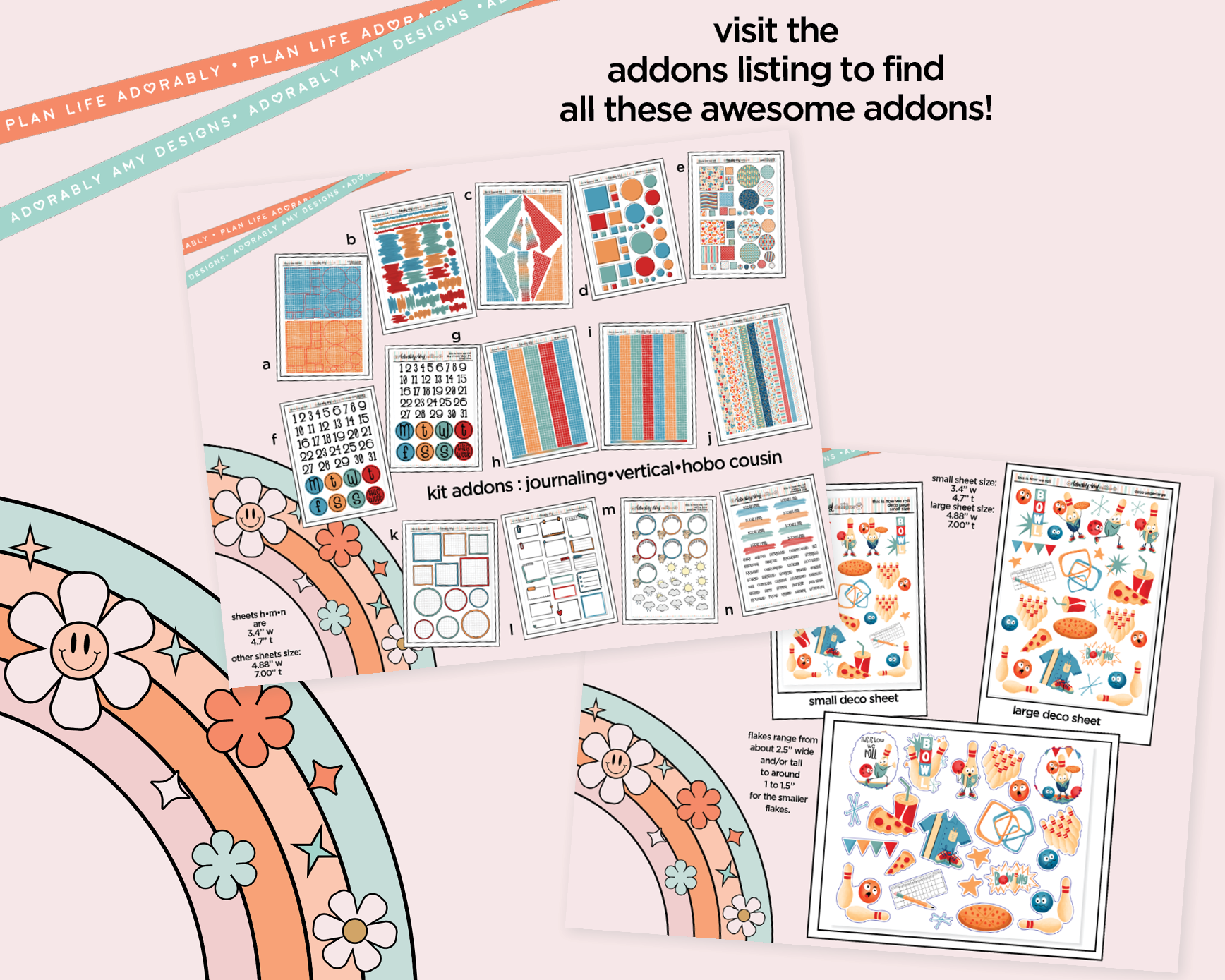 Vertical This is How We Roll Bowling Sticker Kit for Vertical Standard Size Planners or Insert - Adorably Amy Designs