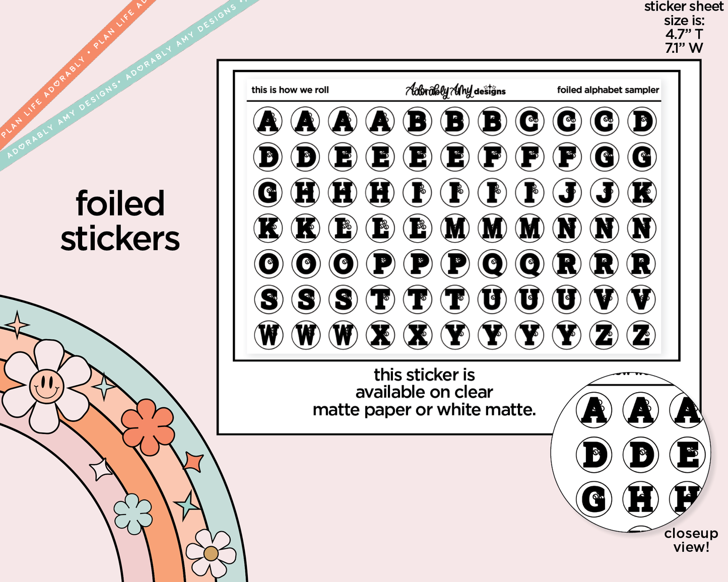 Foiled This is How We Roll Bowling Alphabet Stickers Deco Typography Sampler Planner Stickers - Adorably Amy Designs