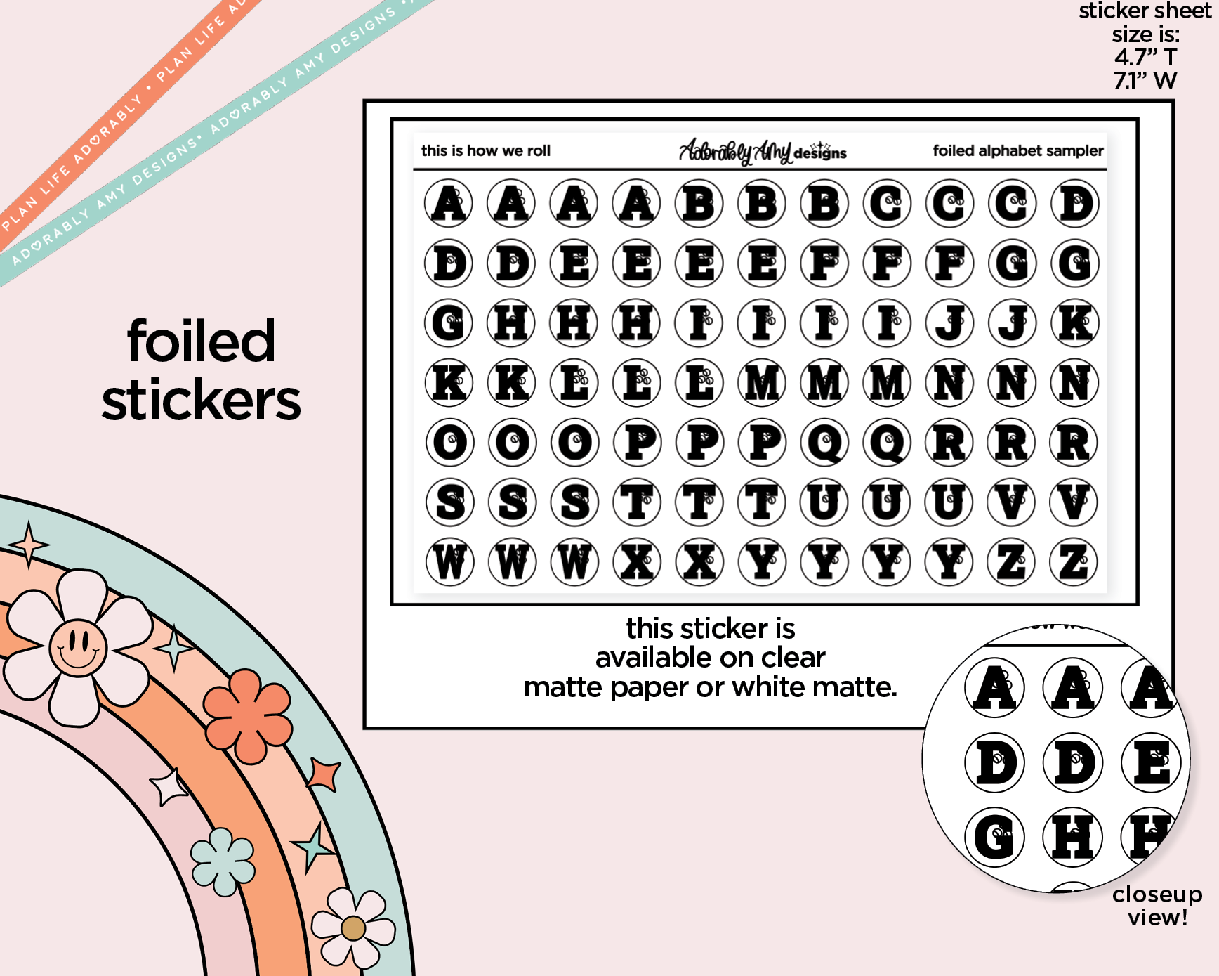 Foiled This is How We Roll Bowling Alphabet Stickers Deco Typography Sampler Planner Stickers - Adorably Amy Designs