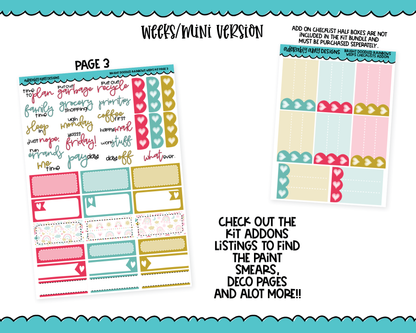 Mini B6/Weeks Bright Doodled Rainbows Summer Themed Weekly Planner Sticker Kit sized for ANY Vertical Insert