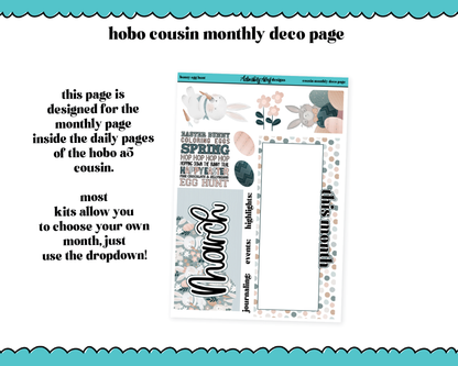 Hobonichi Cousin Monthly Pick Your Month Bunny Egg Hunt Watercolor Planner Sticker Kit for Hobo Cousin or Similar Planners