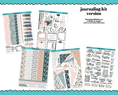 Journaling and Daily Planning Bunny Egg Hunt Watercolor Planner Sticker Kit