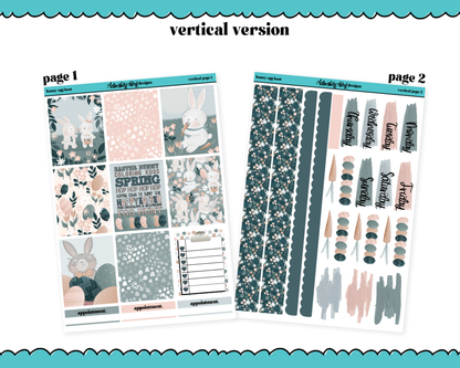 Vertical Bunny Egg Hunt Watercolor Planner Sticker Kit for Vertical Standard Size Planners or Inserts