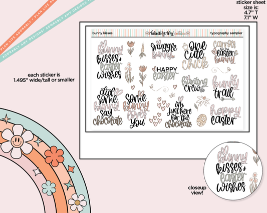 Bunny Kisses Deco Typography Sampler Planner Stickers - Adorably Amy Designs