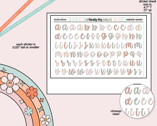 Bunny Kisses Alphabet Stickers Deco Typography Sampler Planner Stickers - Adorably Amy Designs