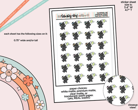 Toothless Cat Bye Bye Money Decoration Planner Stickers