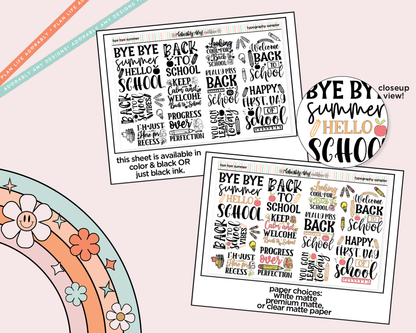 Bye Bye Summer Deco Typography Sampler Planner Stickers