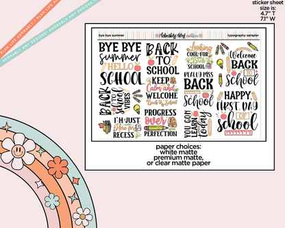 Bye Bye Summer Deco Typography Sampler Planner Stickers