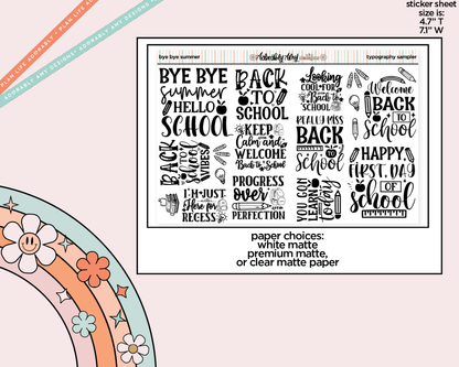 Bye Bye Summer Deco Typography Sampler Planner Stickers