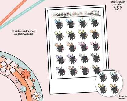 Toothless Cat Happy Birthday Decoration Character Planner Stickers - Adorably Amy Designs